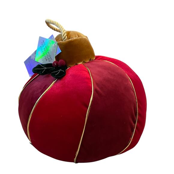 Rachel Zoe Velvet Christmas Ornament Pillow 10in Red Designer Holiday Decor New - Picture 9 of 13